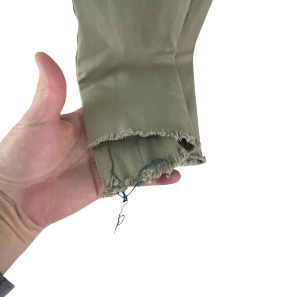 Pam & Gela Khaki Pants W/ Blue Side Stripes Frayed Hem Size 27 Casual Festival - Picture 6 of 10